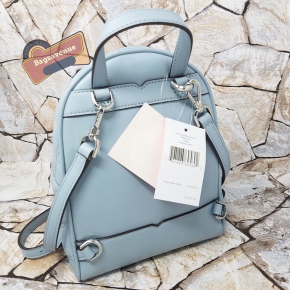 Mini Convertible Backpack Leather Natalia Frosted Light Blue  display picture 3